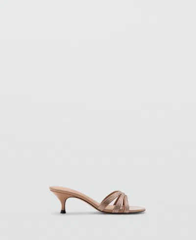 Mango Heeled Sandal With Strass Strap In Nude