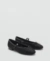 Mango Ballerinas With Strip And Bow Detail Black In Black