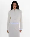Mango Women's Strip Neck Cropped Jacket In Ecru