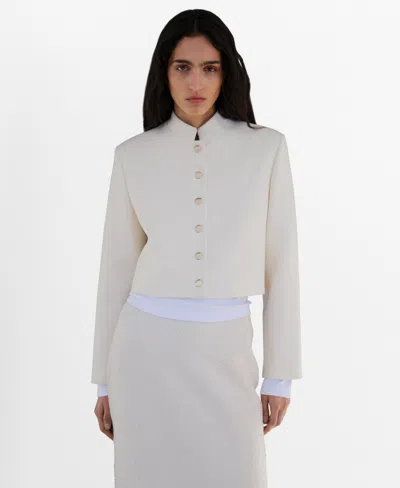 Mango Women's Strip Neck Cropped Jacket In Ecru