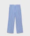 Mango Stripe-print Straight Trousers Blue In Multi