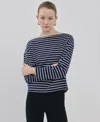 Mango Stripe Boatneck Sweatshirt In Blue