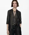 Mango Striped Bow Blouse Black In Black