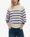 Mango Women's Striped Braided Sweater In Ecru