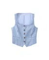 Mango Striped Buttoned Vest In Blue