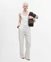Mango Striped Combined Knit Jumpsuit Off White In White