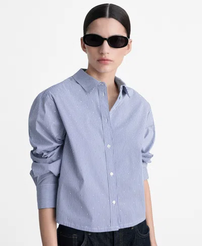 Mango Women's Striped Cotton-blend Shirt In Sky Blue