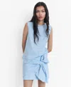 Mango Women's Bow Detail Striped Cotton Skirt In Blue