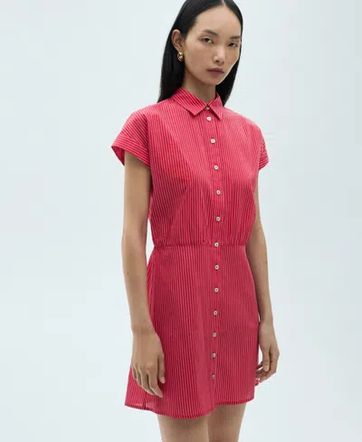 Mango Women's Striped Cotton Shirt Dress In Red