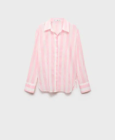 Mango Women's Striped Cotton Shirt In Pink