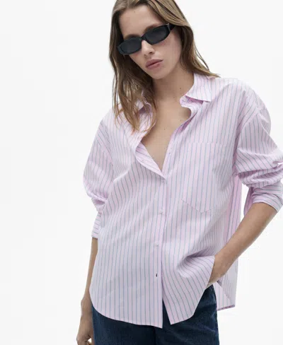 Mango Women's Striped Cotton Shirt In Pink