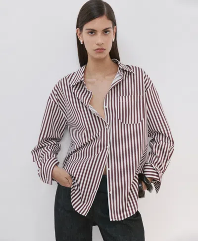 MANGO WOMEN'S STRIPED COTTON SHIRT