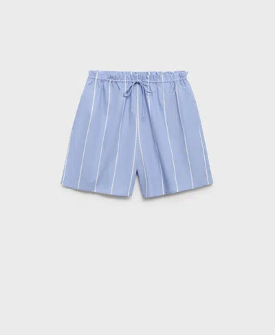 MANGO WOMEN'S STRIPED COTTON SHORTS