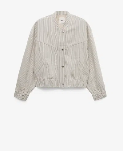 Mango Women's Striped Denim Jacket In Sand