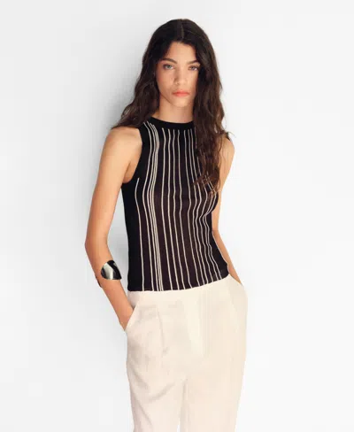 Mango Women's Striped Halter-neck Knitted Top In Black
