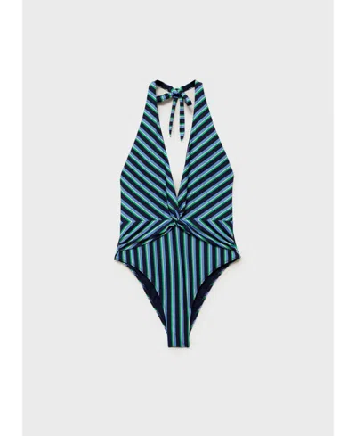 Mango Women's Striped Halter Swimsuit