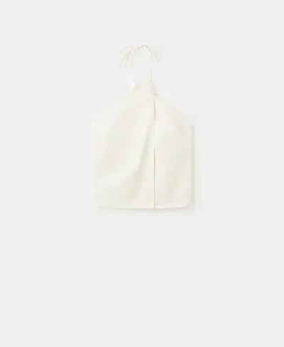 Mango Stripe Halter Top In White