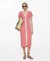 Mango Striped Jersey Dress Coral Red In Coral Red