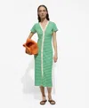 Mango Striped Jersey Dress Green In Green