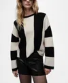 Mango Knit Striped Sweater Black In Black