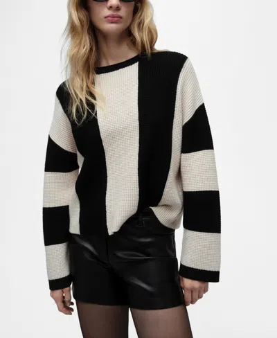 MANGO WOMEN'S STRIPED KNIT SWEATER