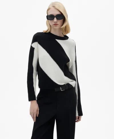 Mango Women's Striped Knit Sweater In Black