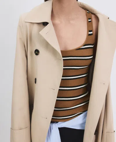 Mango Women's Striped Knit Top In Brown