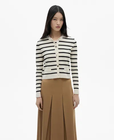 Mango Women's Striped Knitted Cardigan In Black