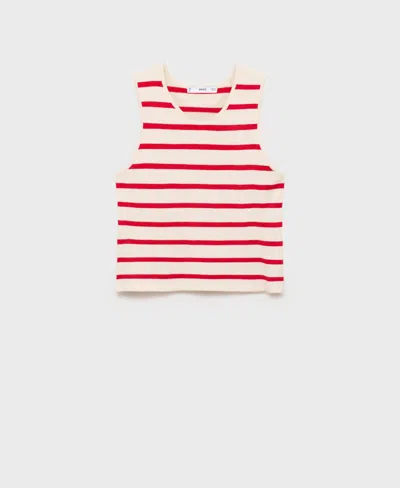 MANGO WOMEN'S STRIPED KNITTED CROP TOP