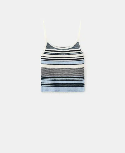 Mango Striped Knitted Fitted Top Blue