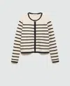 Mango Women's Striped Knitted Jacket In Ecru