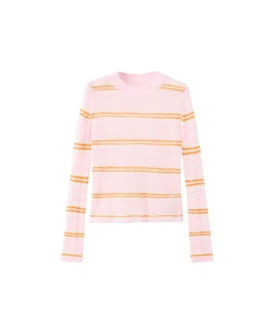 Mango Women's Striped Lightweight Sweater In Pastel Pink