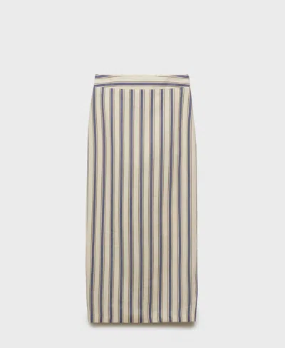 MANGO WOMEN'S STRIPED LINEN SKIRT