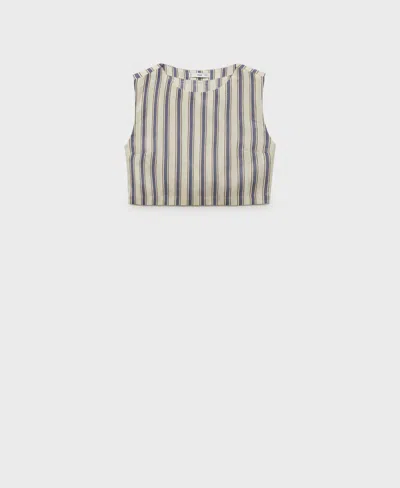 MANGO WOMEN'S STRIPED LINEN TOP