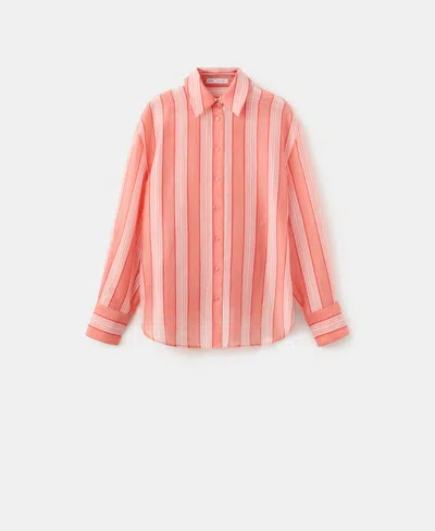 Mango Women's Striped Linen-lyocell-blend Shirt In Orange