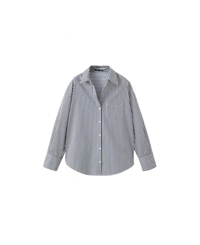 Mango Women's Striped Long-sleeve Button-down Shirt In Gray