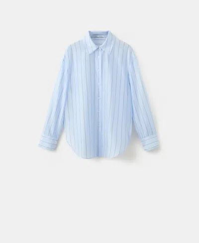 Mango Women's Striped Lyocell Top In Blue