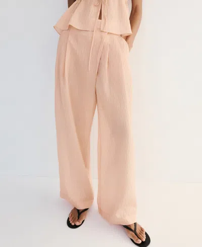 Mango Stripe Pleated Wide Leg Pants In Pink
