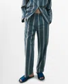 Mango Stripe Cotton Pajama Pants In Blue