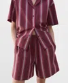 Mango Stripe Pajama Shorts In Burgundy