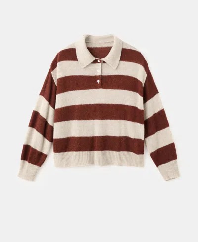 Mango Women's Striped Polo-neck Sweater In Neutral