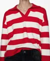 Mango Pull-over Rayures Col Polo In Red