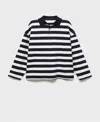 Mango Striped Polo Neck Sweatshirt Dark Navy In Dark Navy