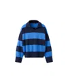 Mango Pull-over Rayures Col Polo In Blue