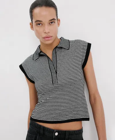 Mango Women's Striped Polo-neck Sweater In Black