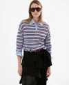 Mango Stripe Sweater Polo In Blue