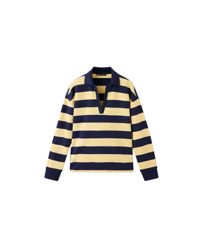 Mango Women's Striped Polo-neck Sweater In Pastel Yellow