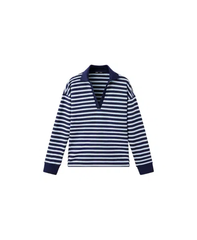 Mango Women's Striped Polo-neck Sweater In Sky Blue