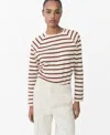 Mango Stripe Cotton Sweatshirt In Burnt Orange