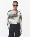 Mango Women's Striped Round-neck Sweatshirt In Navy